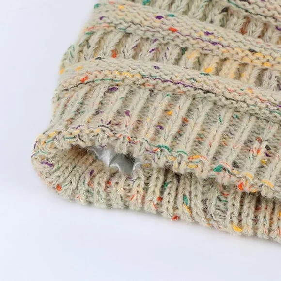 Satin Lined Knit Beanie Hats for Women Men Thick Warm Unisex Slouchy Winter Cap - Picture 3 of 6